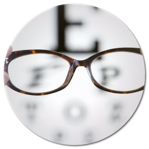 Eyeglasses on an eye chart